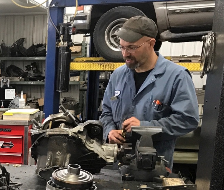 Rebuilding a transmission in the Bozeman Transmission shop